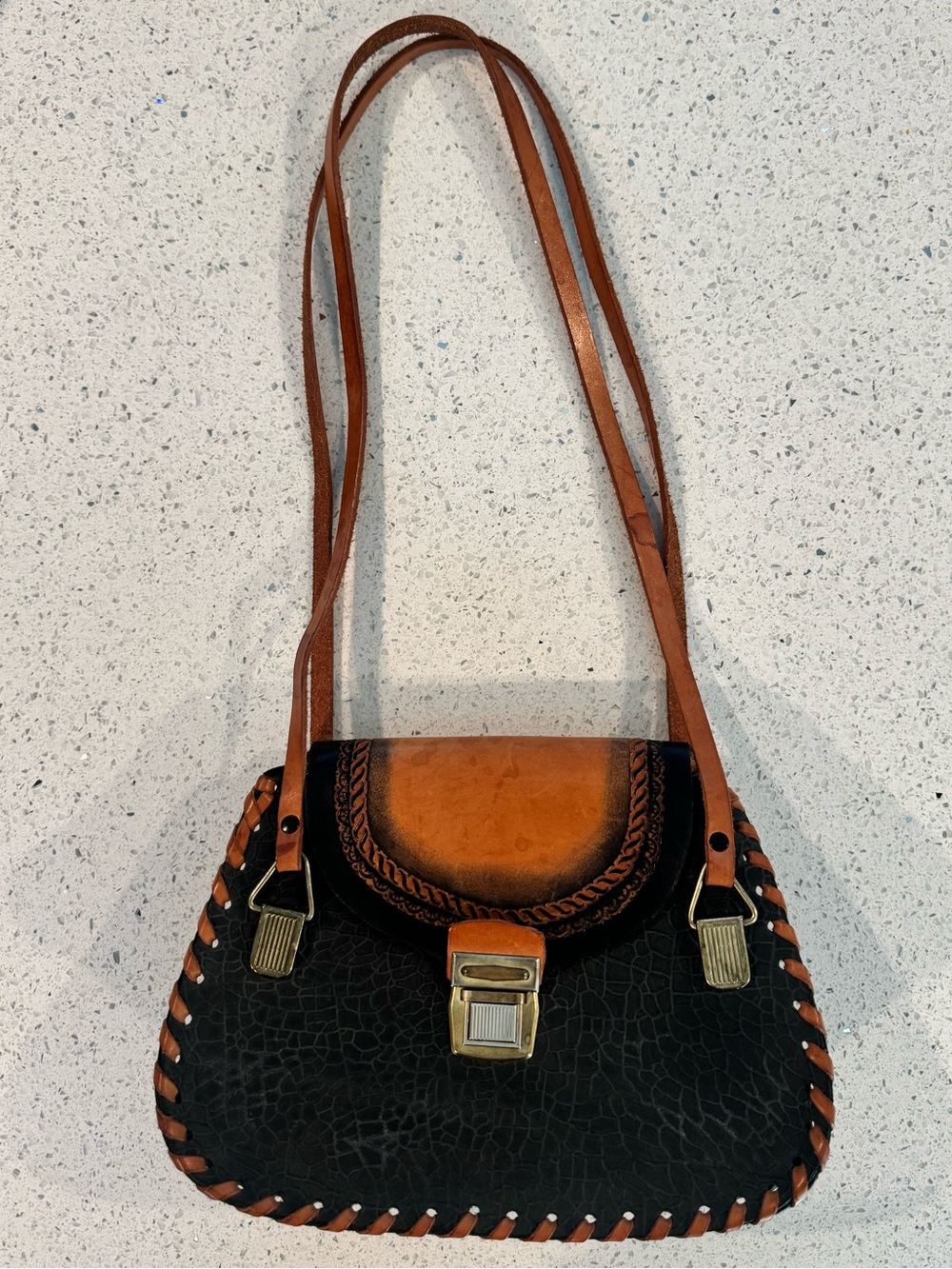 Vintage Leather Western Shoulder Bag